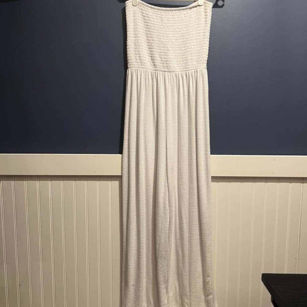 Strapless cotton jumpsuit